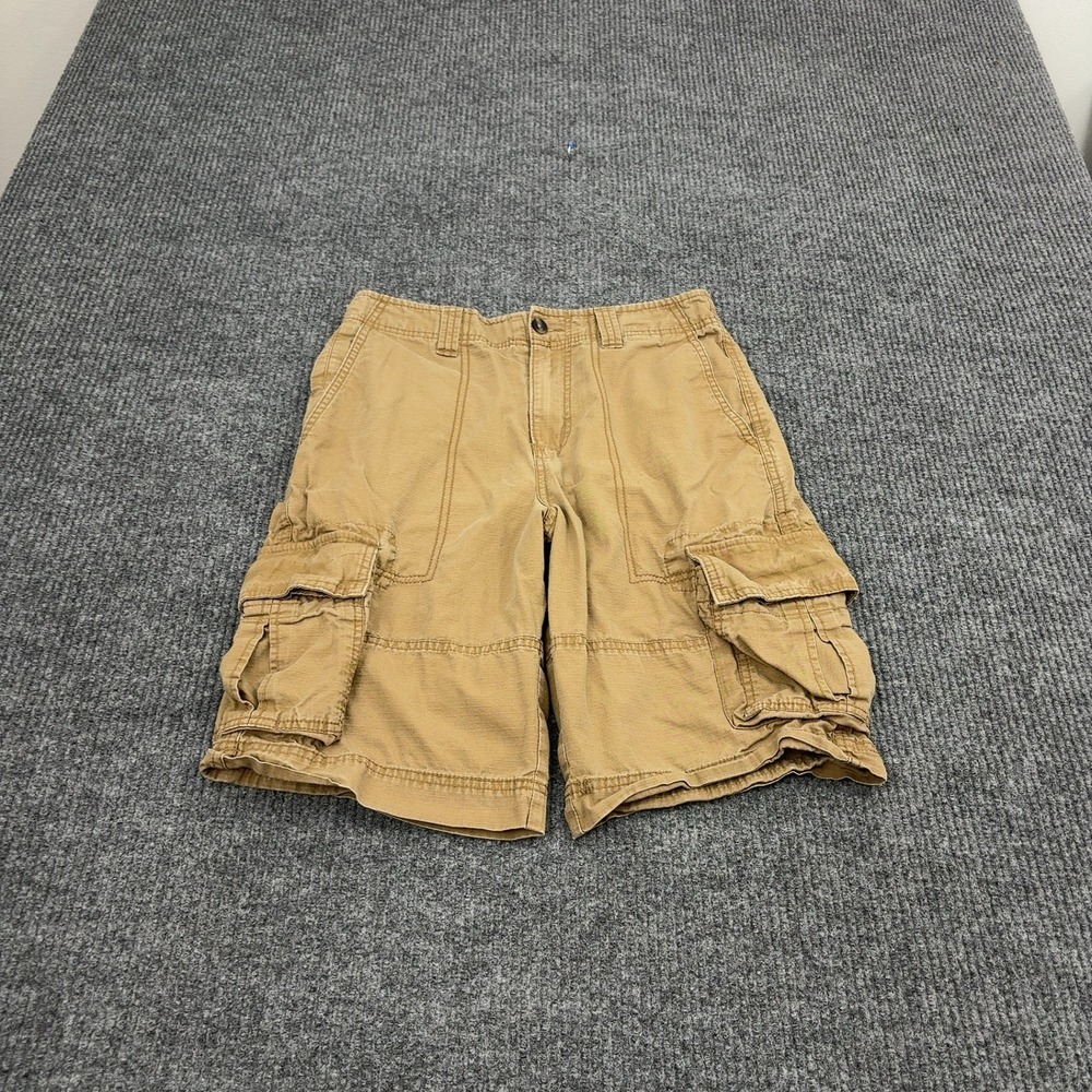 American Eagle Cargo Shorts Mens 28β Tan Cotton Ripstop Multi Pocket Gorpcore